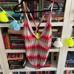 Show Me Your MuMu Pastel stripe boho low back one piece bathing suit swimsuit